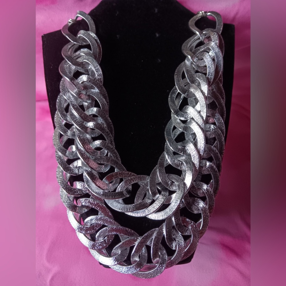silver double chain necklace